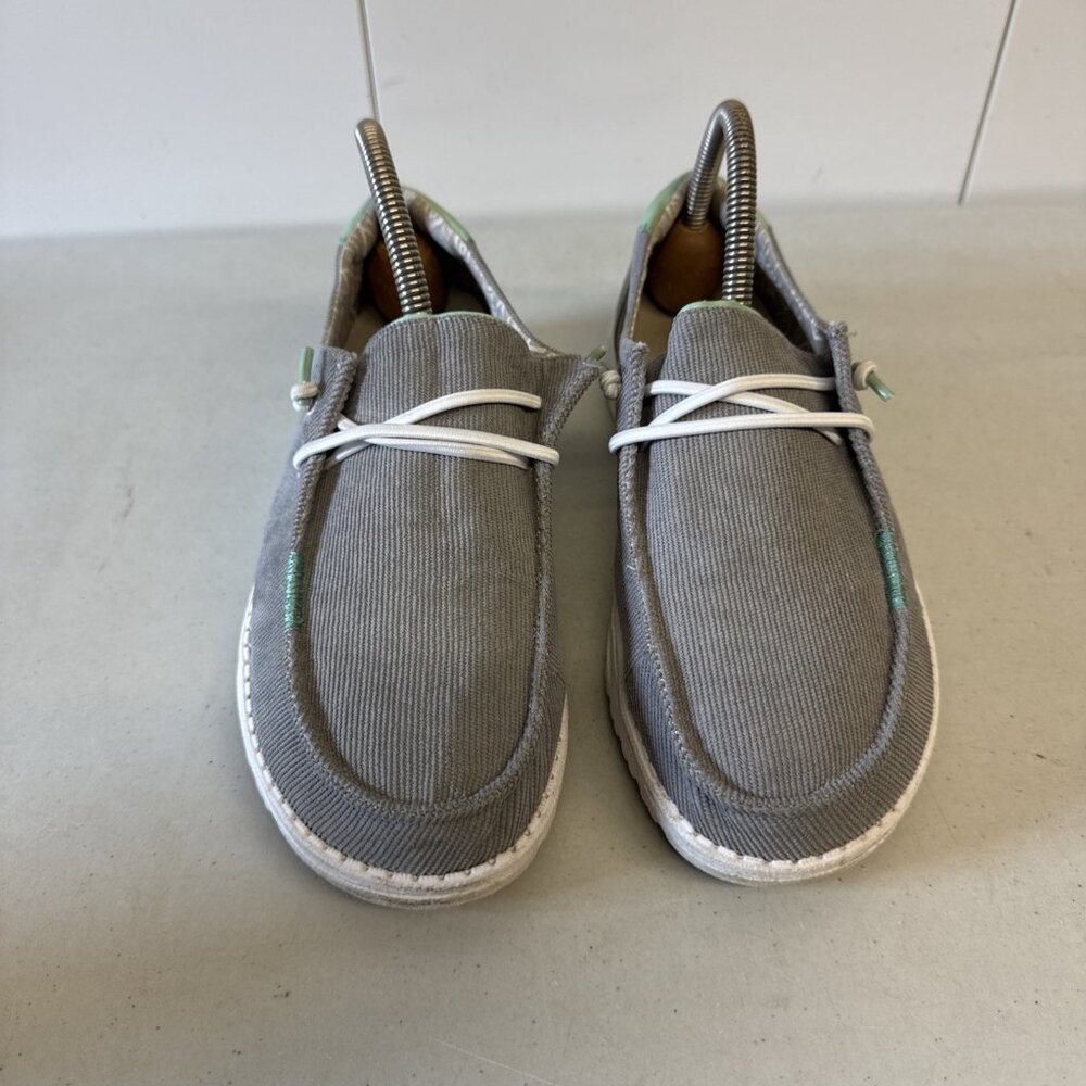 Hey Dude Wendy Corduroy Womens Size 8 Glacier Gray Teal Athletic Slip On Shoes - Picture 2 of 7